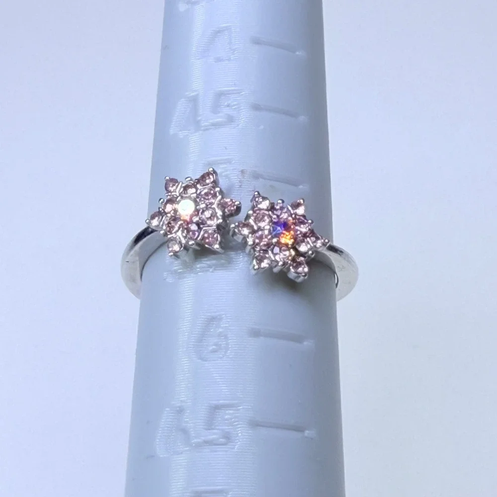 Fragrant Jewels Ring Lot 8pc Rose Gold Silver Tone CZ Halo Crown Floral Size 6